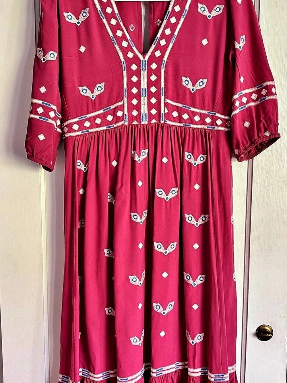 Ba&sh Embroidered Maxi Dress in Pink Size 2 (Small)